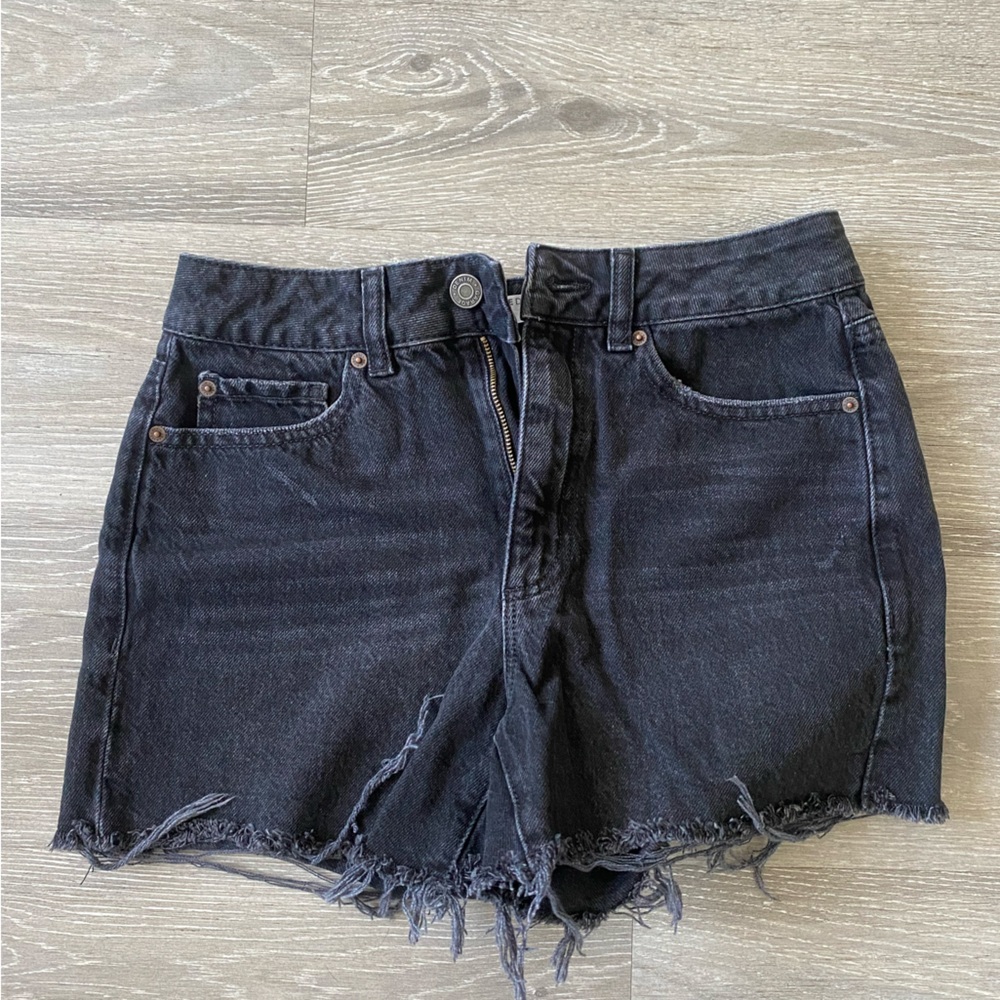 Black Denim Mom Shorts